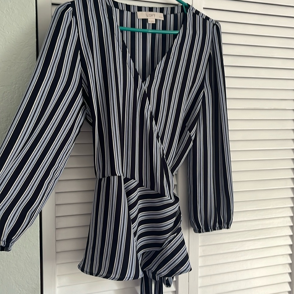 Loft blouse blue and light blue strip size MP